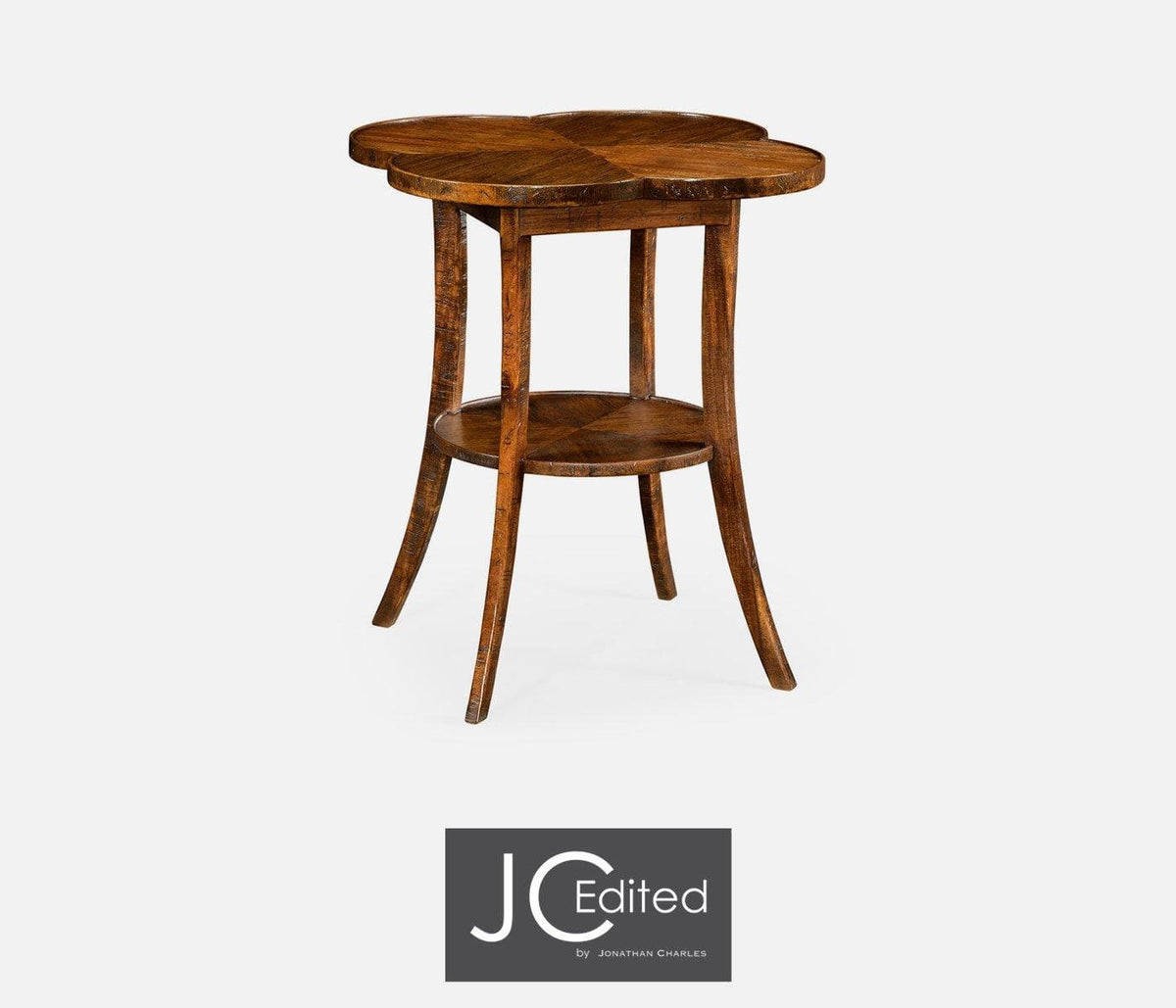 Jonathan Charles Living Quatrefoil Lamp Table Rustic in Country Walnut House of Isabella UK
