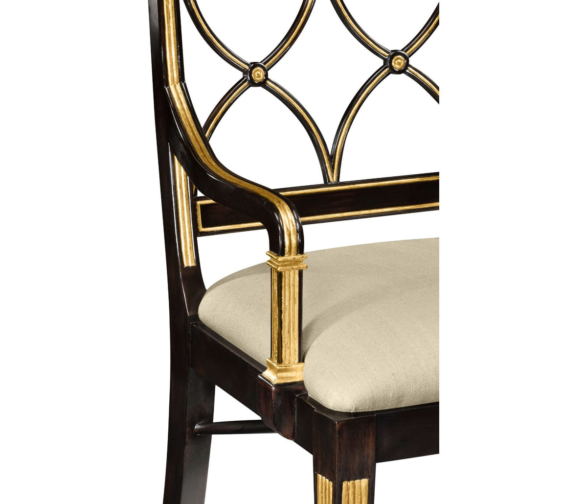 Jonathan Charles Living Regency Black Painted Curved Back Arm Chair House of Isabella UK