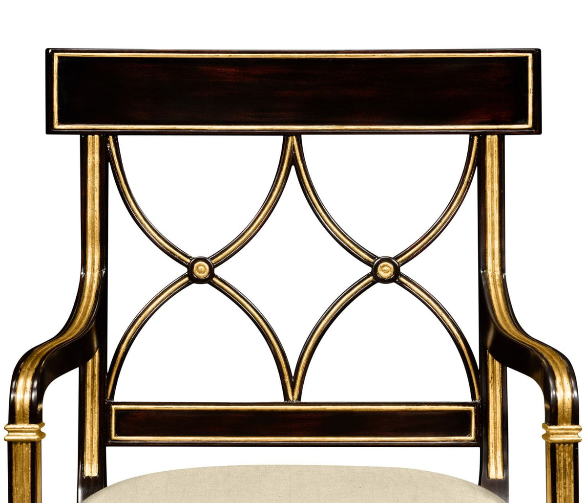 Jonathan Charles Living Regency Black Painted Curved Back Arm Chair House of Isabella UK