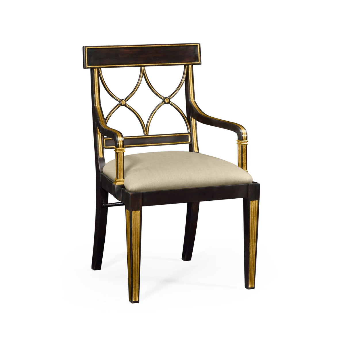 Jonathan Charles Living Regency Black Painted Curved Back Arm Chair House of Isabella UK