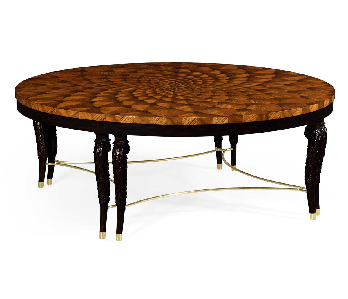 Jonathan Charles Living Round Coffee Table with Feather Inlay House of Isabella UK