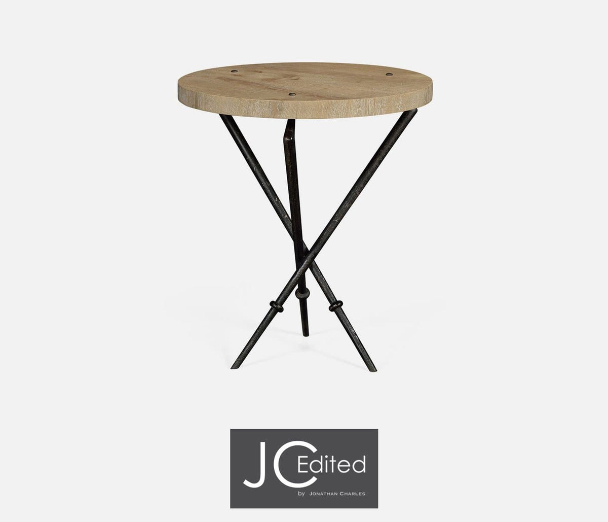 Jonathan Charles Living Round Lamp Table with Iron Base House of Isabella UK