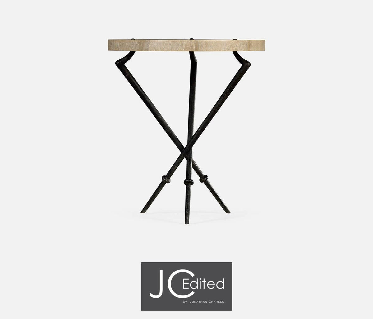 Jonathan Charles Living Round Lamp Table with Iron Base House of Isabella UK