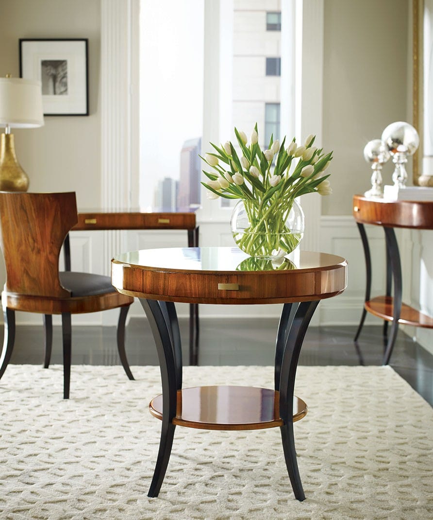 Jonathan Charles Living Round Side Table with Drawer High Lustre House of Isabella UK