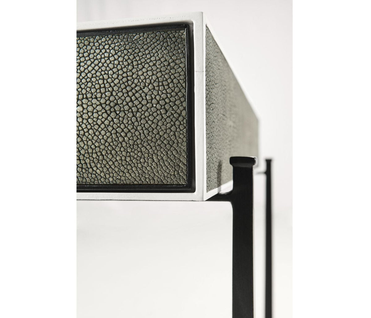 Jonathan Charles Living Side Table with Drawer Contemporary in Anthracite Shagreen - Bronze House of Isabella UK