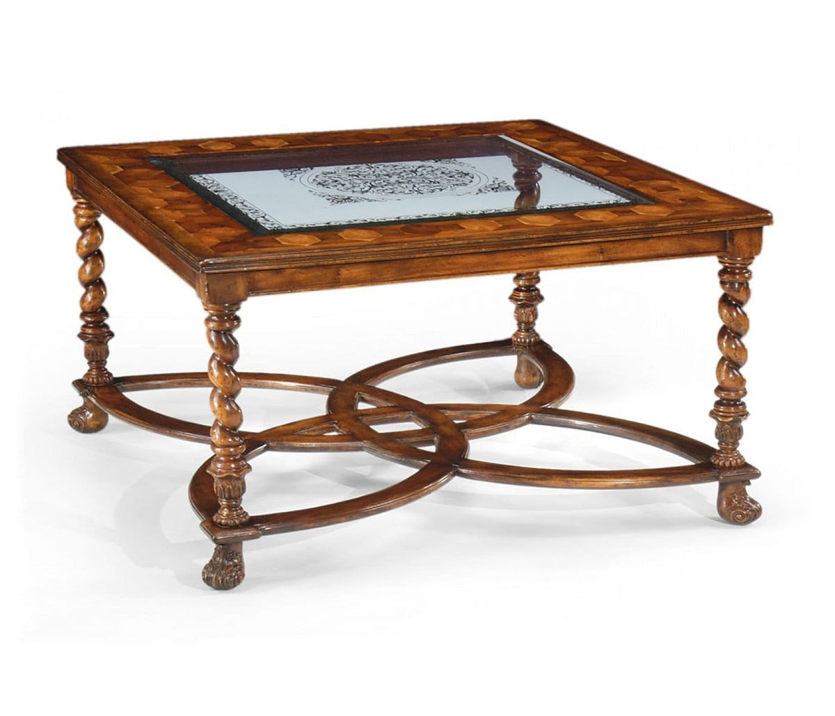 Jonathan Charles Living Small Square Coffee Table Oyster - Eglomise Top House of Isabella UK