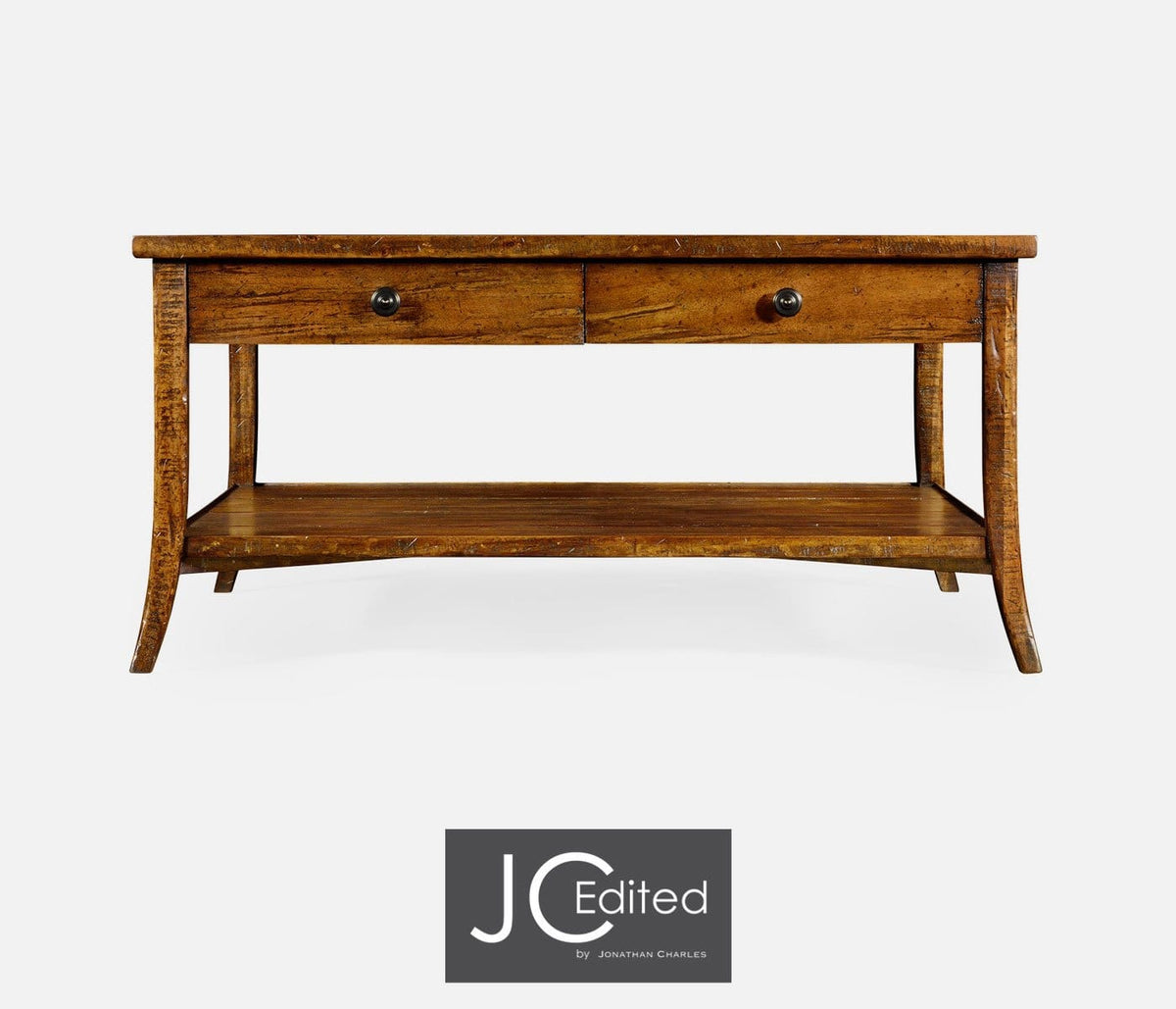 Jonathan Charles Living Square Coffee Table with Drawers Rustic in Country Walnut House of Isabella UK