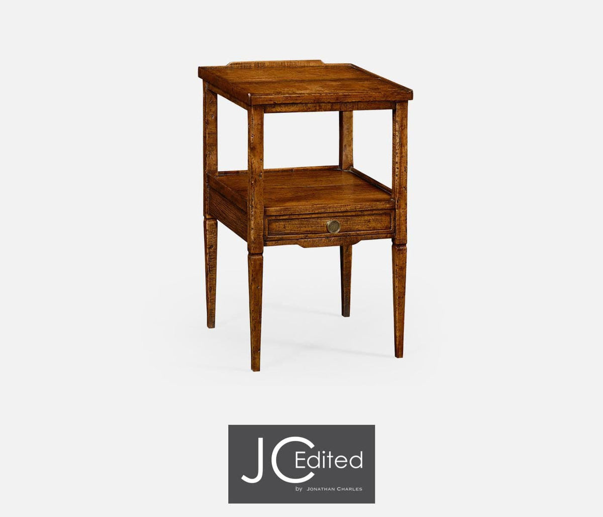 Jonathan Charles Living Square Lamp Table Rustic With Drawer in Country Walnut House of Isabella UK