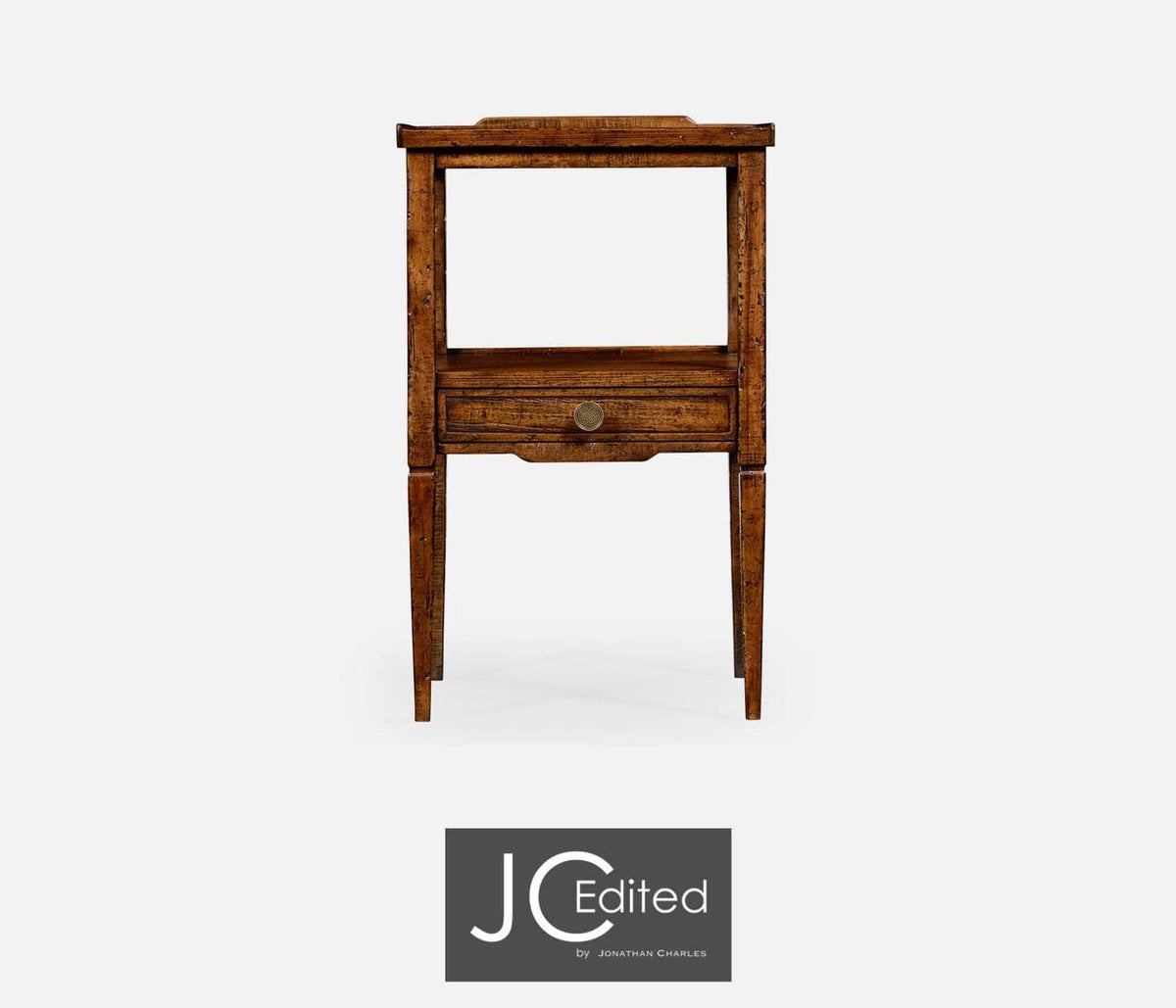 Jonathan Charles Living Square Lamp Table Rustic With Drawer in Country Walnut House of Isabella UK
