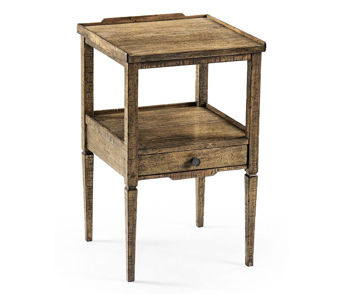 Jonathan Charles Living Square Lamp Table Rustic with Drawer in Medium Driftwood House of Isabella UK