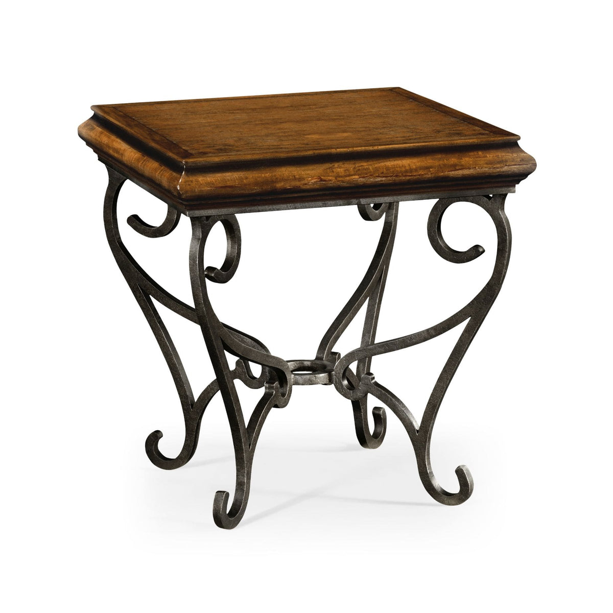 Jonathan Charles Living Square Side Table Wrought Iron - Walnut House of Isabella UK