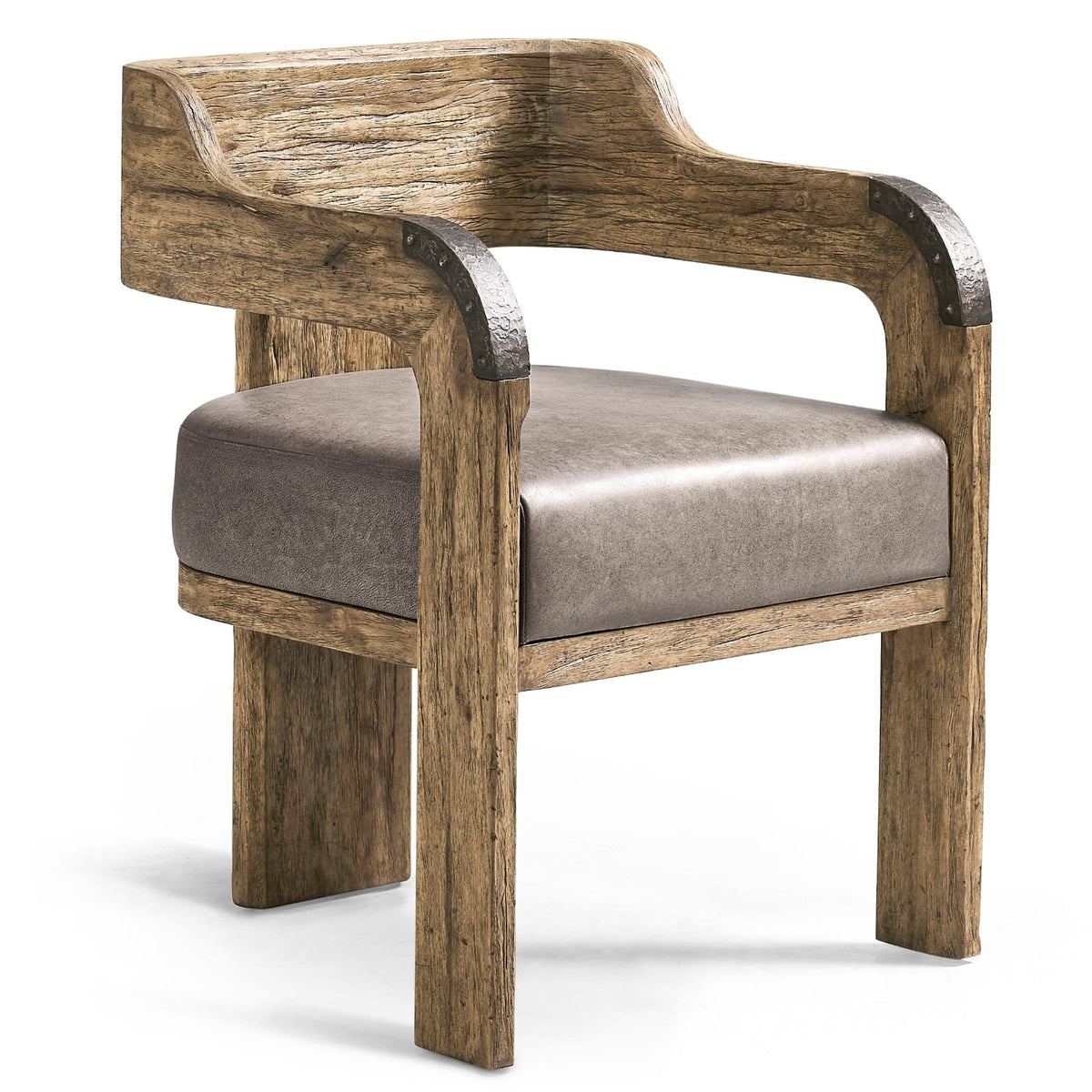 Jonathan Charles Living Stone Ridge Leather & Hide Arm Chair Light House of Isabella UK