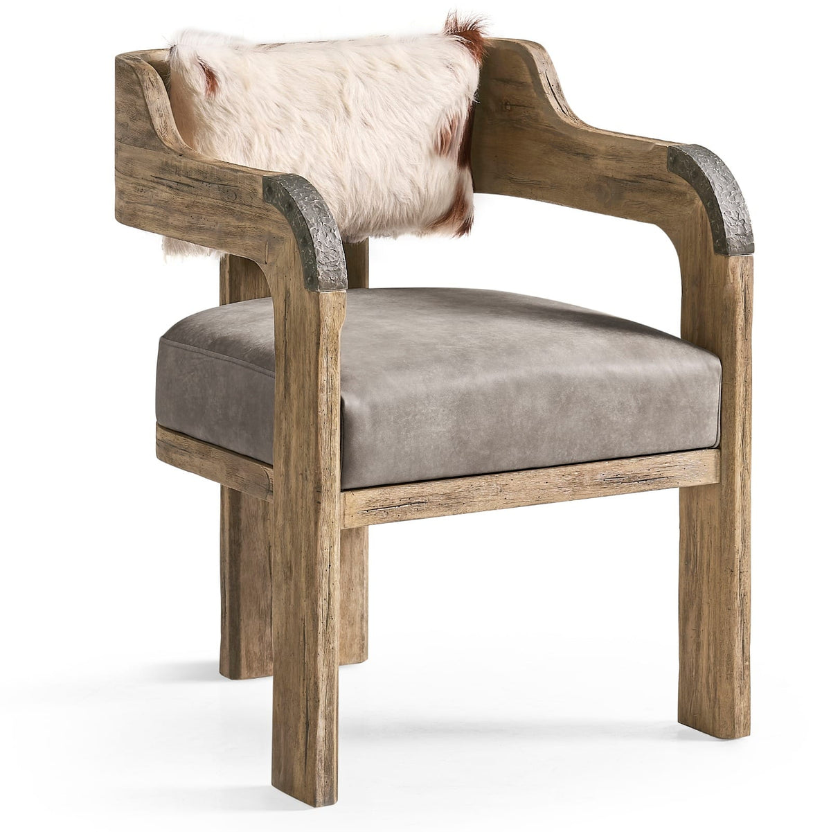 Jonathan Charles Living Stone Ridge Leather & Hide Arm Chair Light House of Isabella UK
