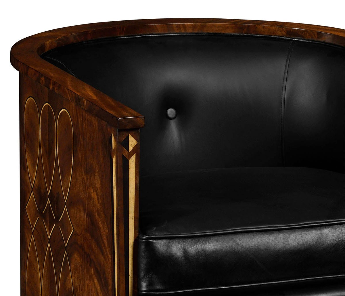 Jonathan Charles Living Tub Chair Biedermeier Mahogany - Black Leather House of Isabella UK