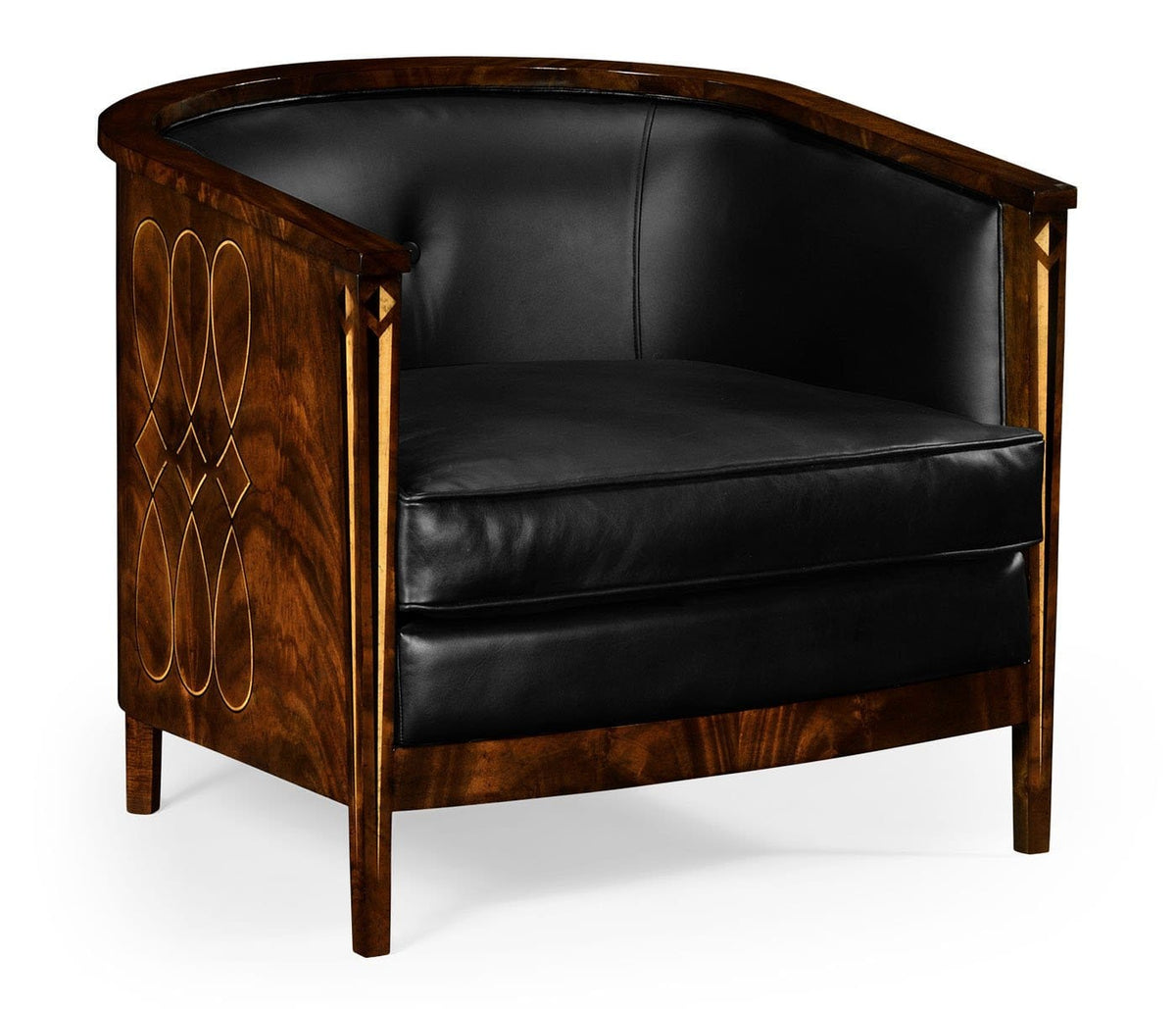 Jonathan Charles Living Tub Chair Biedermeier Mahogany - Black Leather House of Isabella UK