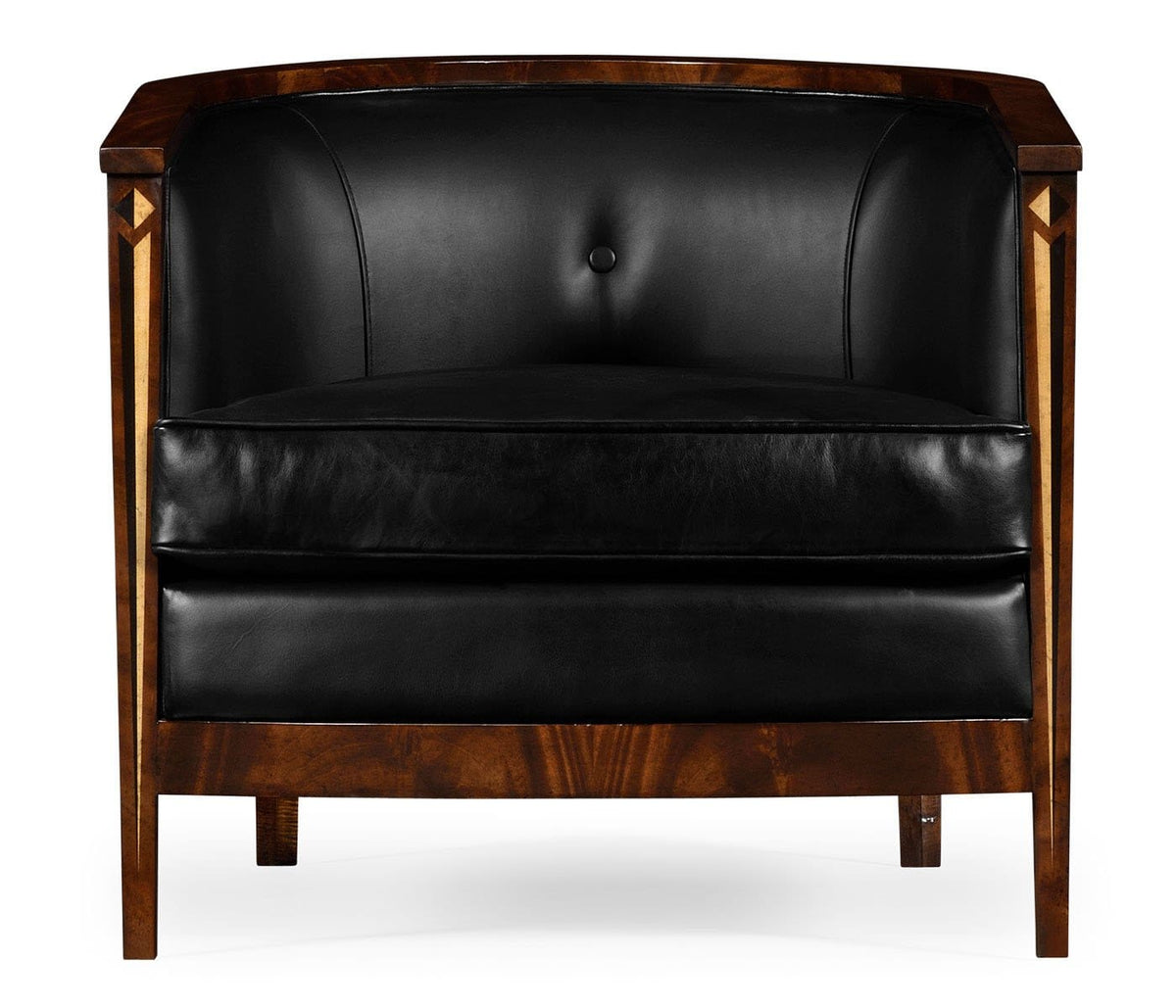 Jonathan Charles Living Tub Chair Biedermeier Mahogany - Black Leather House of Isabella UK