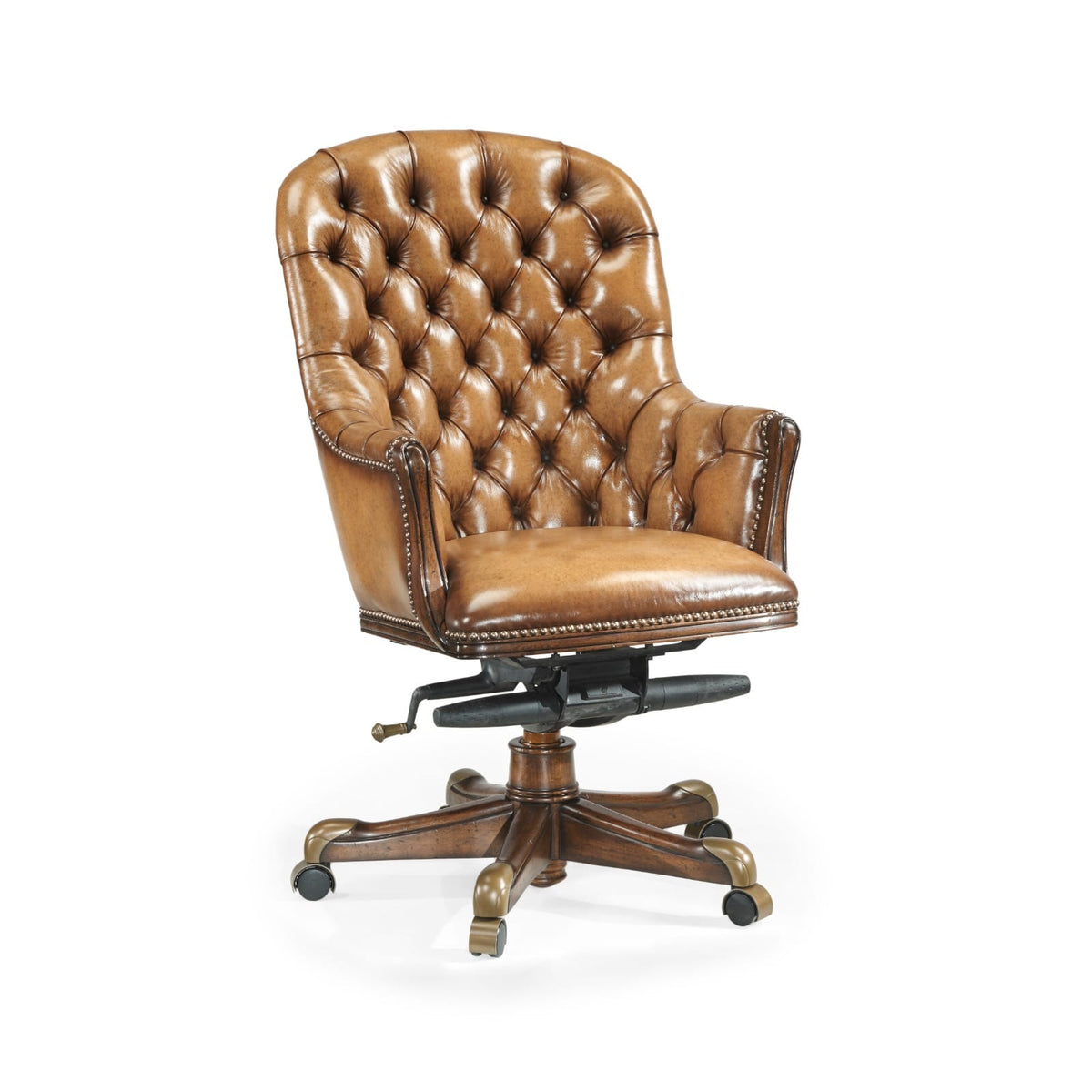 Jonathan Charles Office Chesterfield Style High Back Walnut Office Chair House of Isabella UK