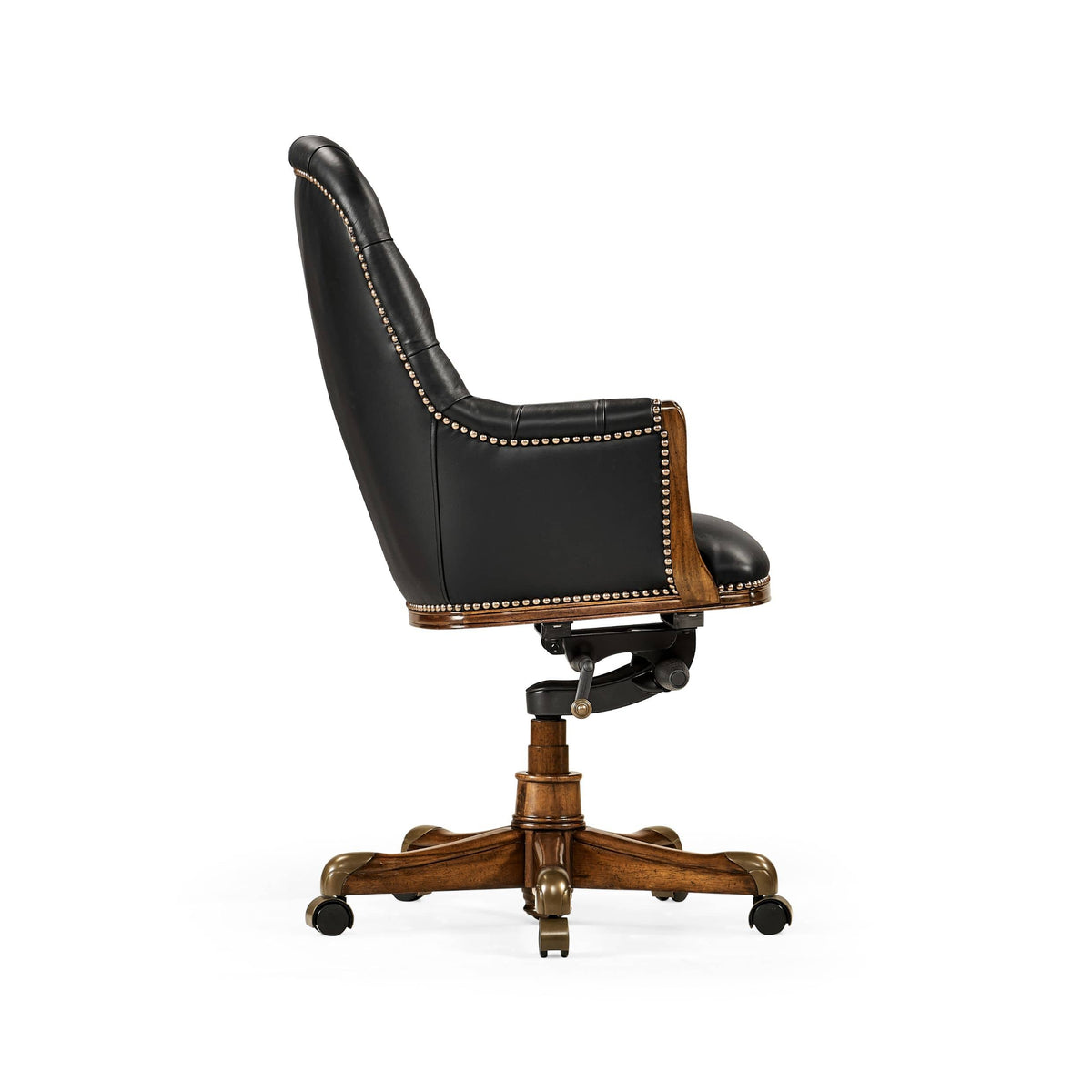 Jonathan Charles Office Office Chair Chesterfield High Back in Walnut - Black Leather House of Isabella UK