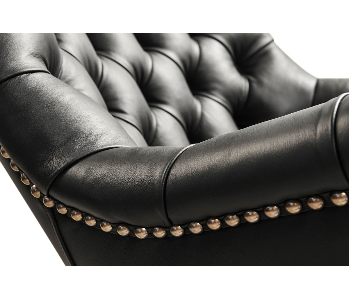 Jonathan Charles Office Office Chair Chesterfield High Back in Walnut - Black Leather House of Isabella UK