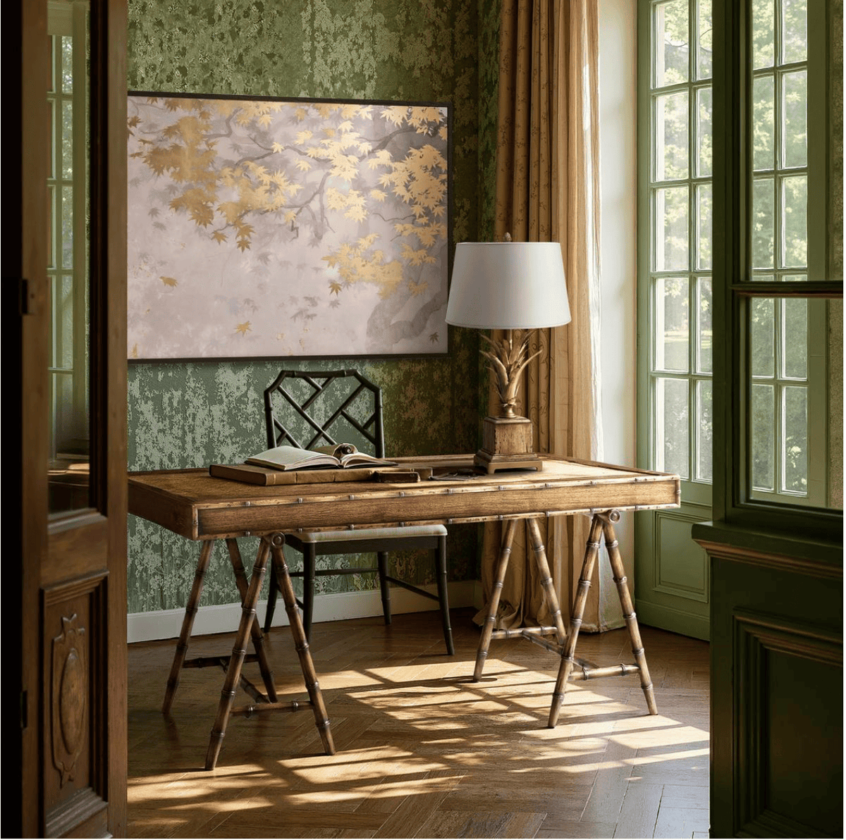 Jonathan Charles Office Palm Court Bamboo Writing Desk House of Isabella UK
