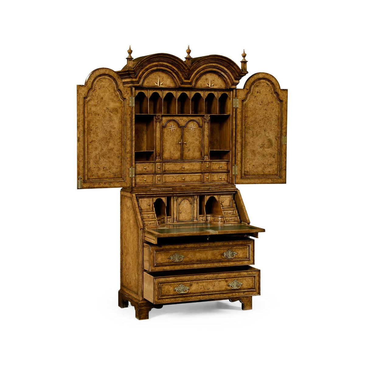 Jonathan Charles Office Queen Anne Pollard Veneer Bureau Cabinet (Wooden Doors) House of Isabella UK