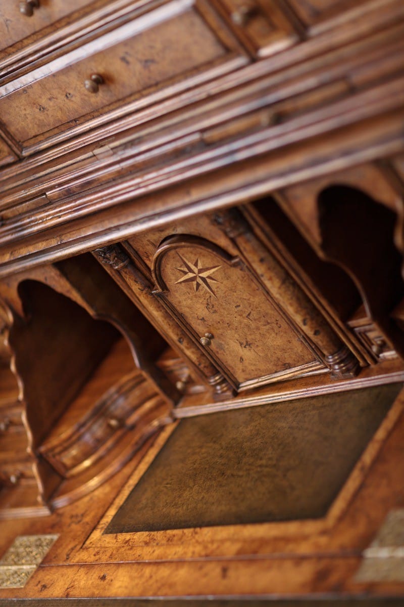 Jonathan Charles Office Queen Anne Pollard Veneer Bureau Cabinet (Wooden Doors) House of Isabella UK