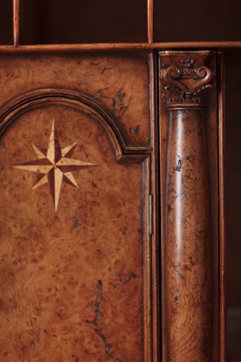Jonathan Charles Office Queen Anne Pollard Veneer Bureau Cabinet (Wooden Doors) House of Isabella UK