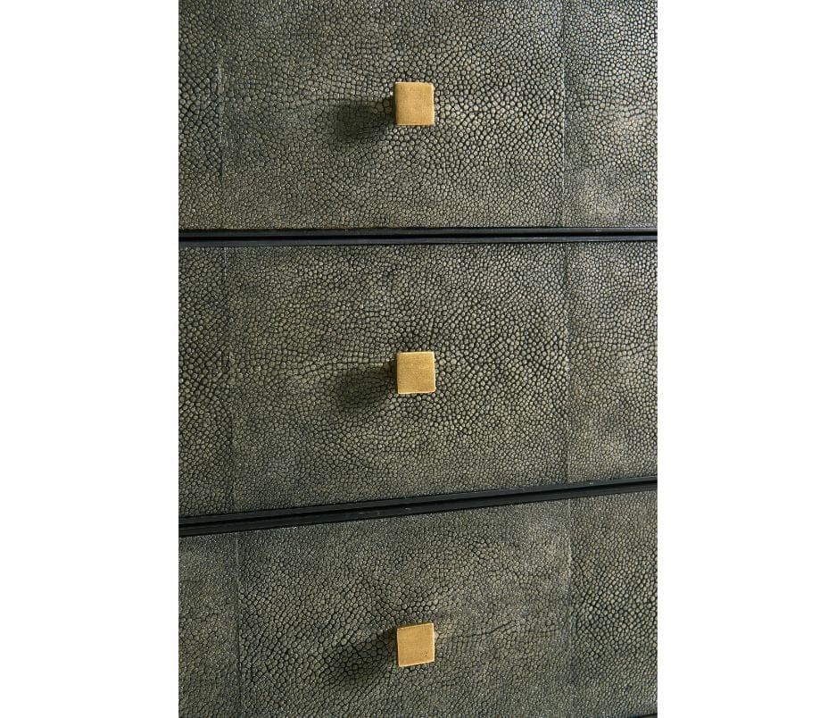 Jonathan Charles Sleeping 1930s Chest of Drawers in Anthracite Gilded Shagreen - Small House of Isabella UK