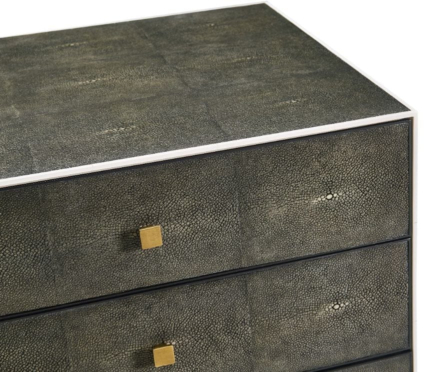 Jonathan Charles Sleeping 1930s Chest of Drawers in Anthracite Gilded Shagreen - Small House of Isabella UK
