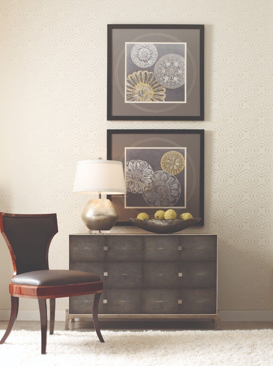 Jonathan Charles Sleeping Large Chest of Drawers 1930s in Anthracite Shagreen - Silver House of Isabella UK