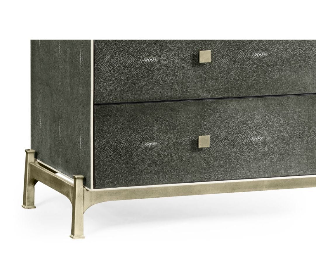 Jonathan Charles Sleeping Large Chest of Drawers 1930s in Anthracite Shagreen - Silver House of Isabella UK