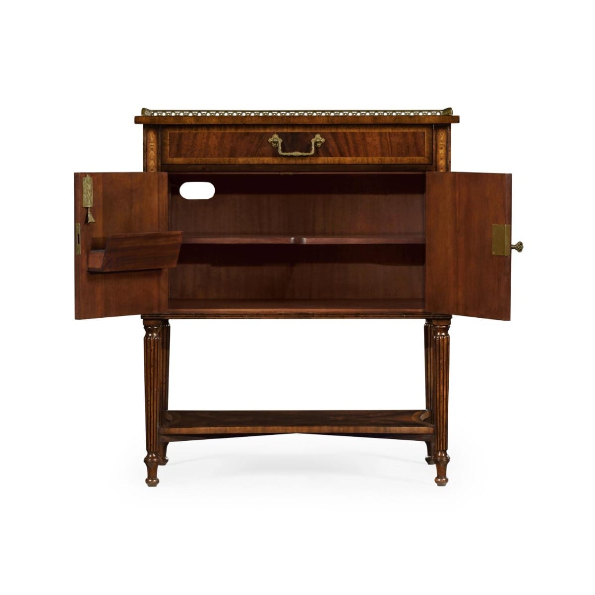 Jonathan Charles Sleeping Mahogany Bedside Table with Brass Gallery House of Isabella UK
