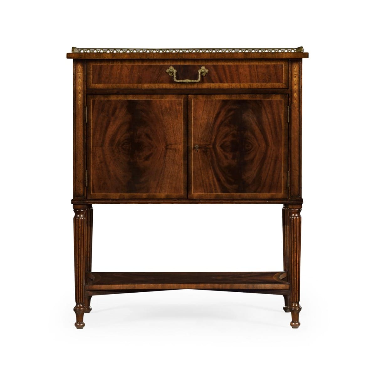 Jonathan Charles Sleeping Mahogany Bedside Table with Brass Gallery House of Isabella UK