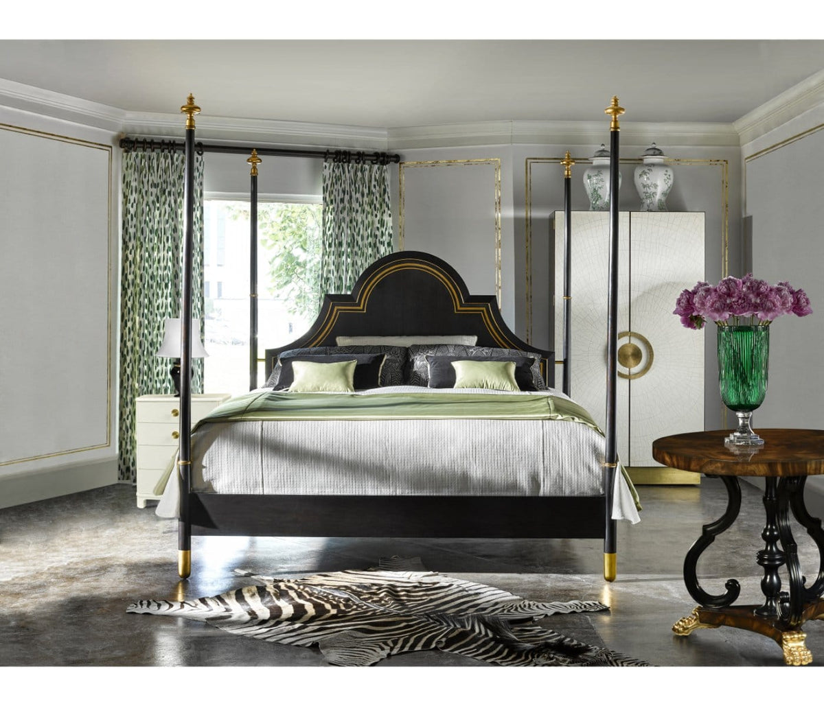 Jonathan Charles Sleeping Super King Bed Palace Four Poster - Antique Gold House of Isabella UK