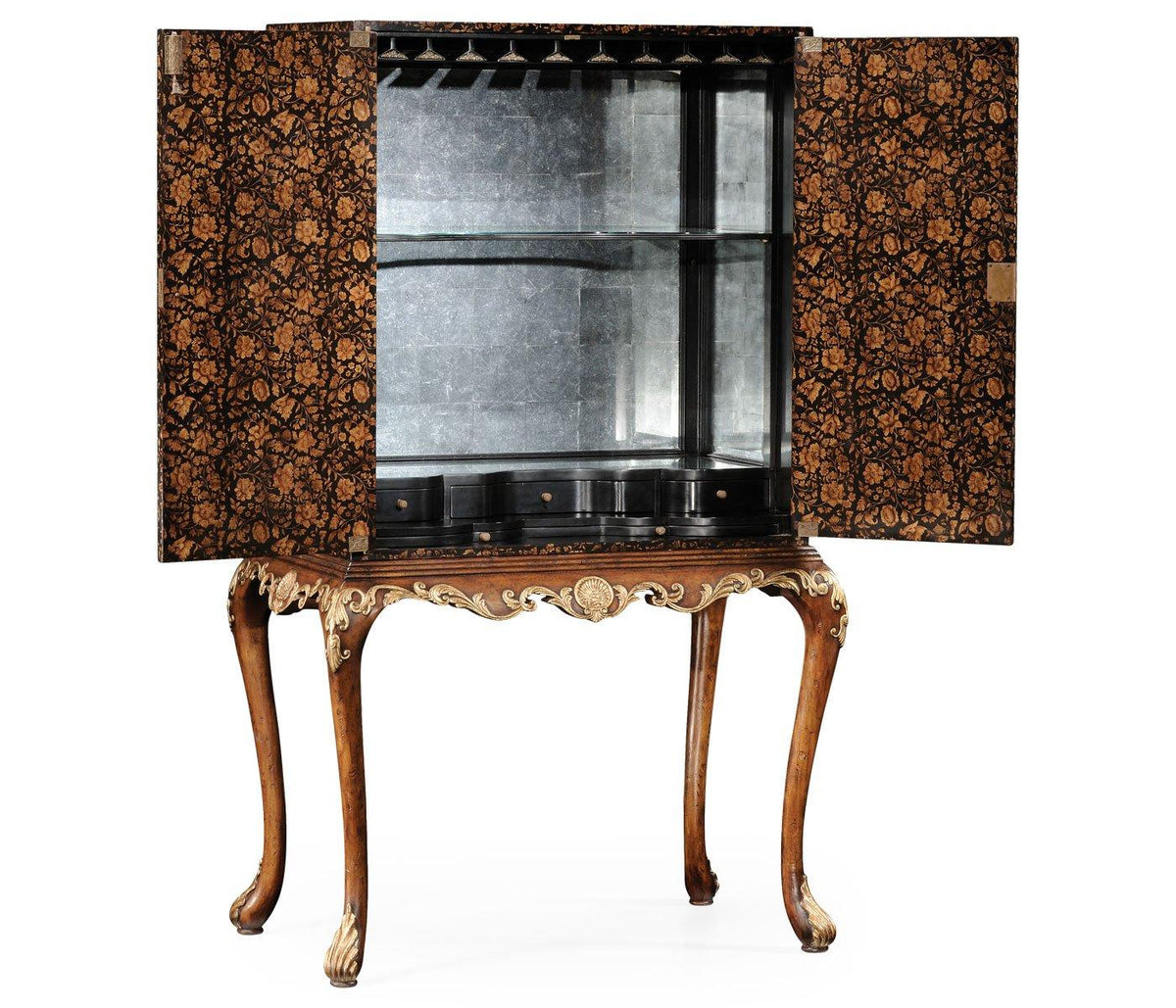 Jonathan Charles Storage Black Chinoiserie Drinks Cabinet House of Isabella UK