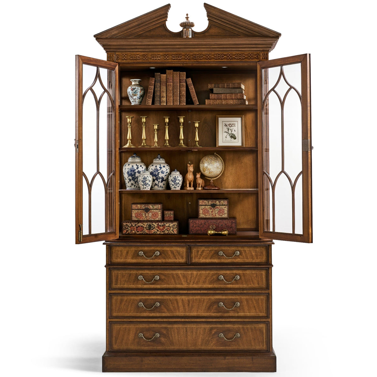 Jonathan Charles Storage Display Cabinet with Drawers George II in Walnut House of Isabella UK