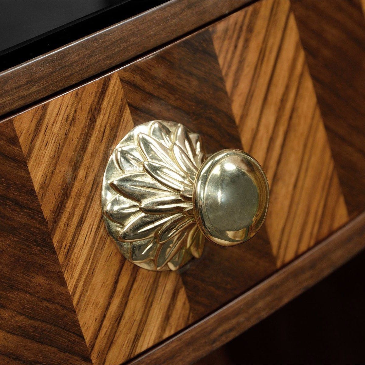Jonathan Charles Storage Drinks Cabinet with Feather Inlay House of Isabella UK