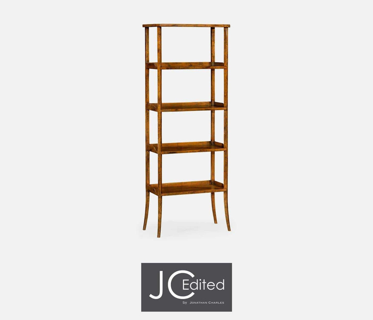 Jonathan Charles Storage Etagere Rustic Four-Tier in Country Walnut House of Isabella UK