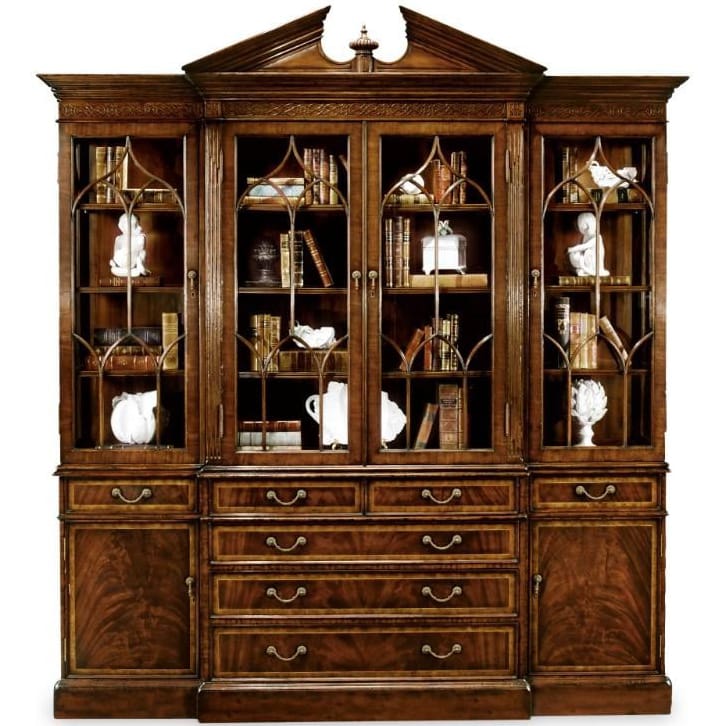 Jonathan Charles Storage George II Triple Mahogany Display Cabinet with Drawers House of Isabella UK
