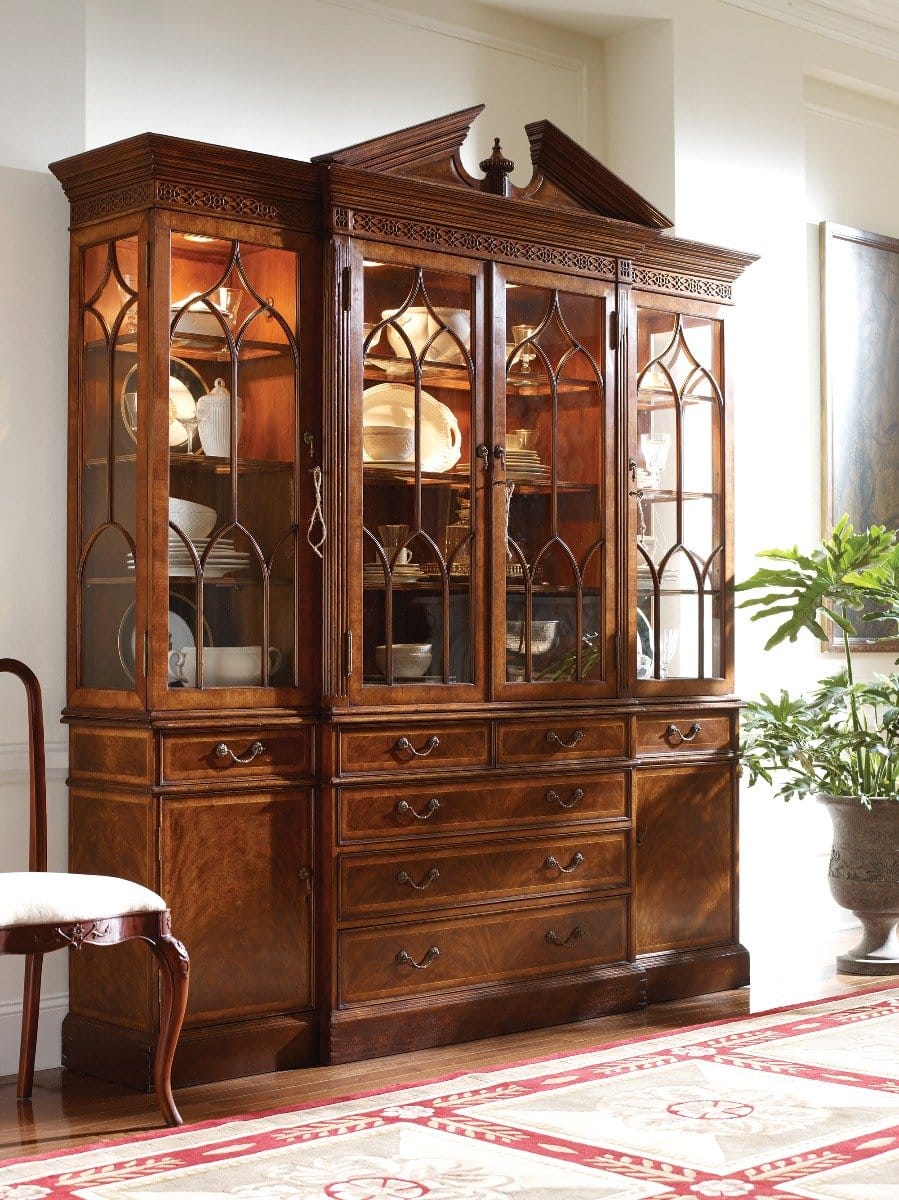Jonathan Charles Storage George II Triple Mahogany Display Cabinet with Drawers House of Isabella UK