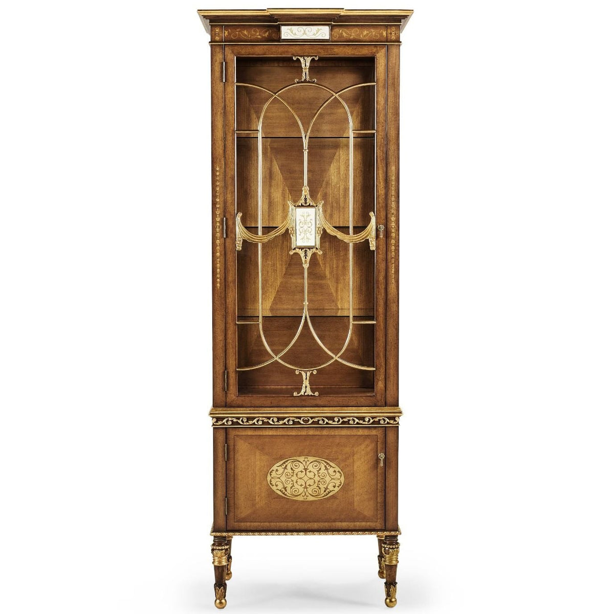 Jonathan Charles Storage Narrow Satinwood Display Cabinet House of Isabella UK