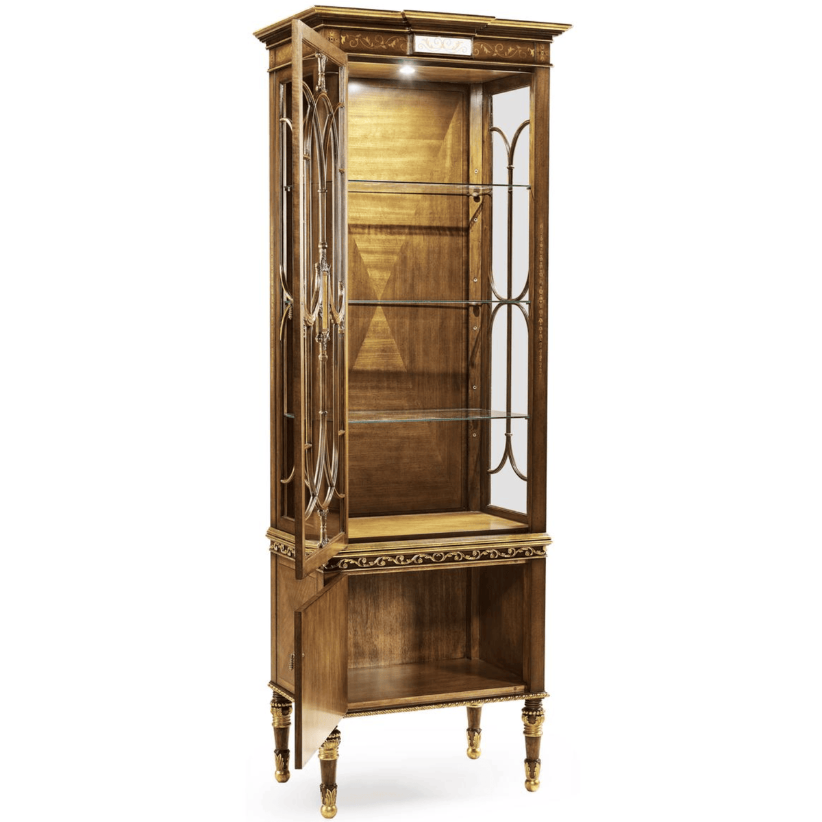 Jonathan Charles Storage Narrow Satinwood Display Cabinet House of Isabella UK