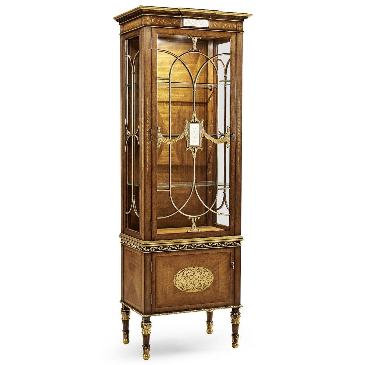 Jonathan Charles Storage Narrow Satinwood Display Cabinet House of Isabella UK
