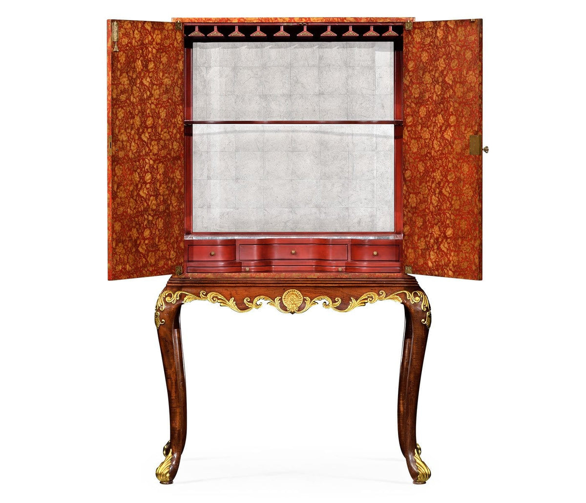 Jonathan Charles Storage Red Chinoiserie Drinks Cabinet House of Isabella UK