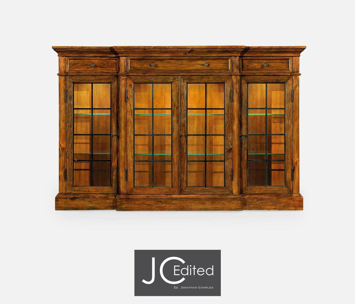 Jonathan Charles Storage Rustic China Display Cabinet in Country Walnut House of Isabella UK