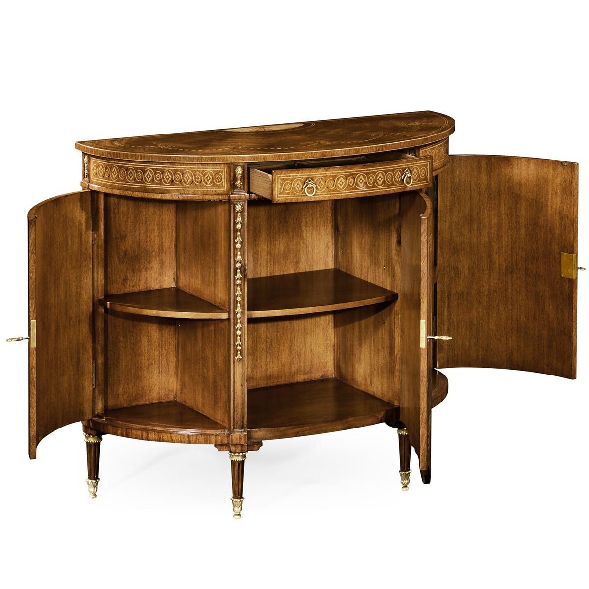 Jonathan Charles Storage Sheraton Style Bowfront Storage Cabinet in Light Walnut House of Isabella UK