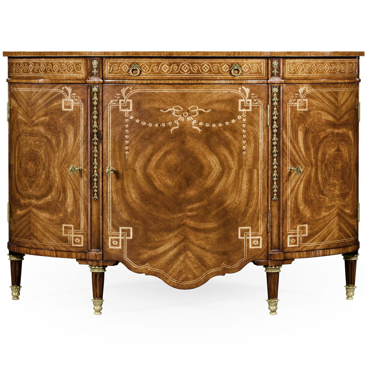 Jonathan Charles Storage Sheraton Style Bowfront Storage Cabinet in Light Walnut House of Isabella UK