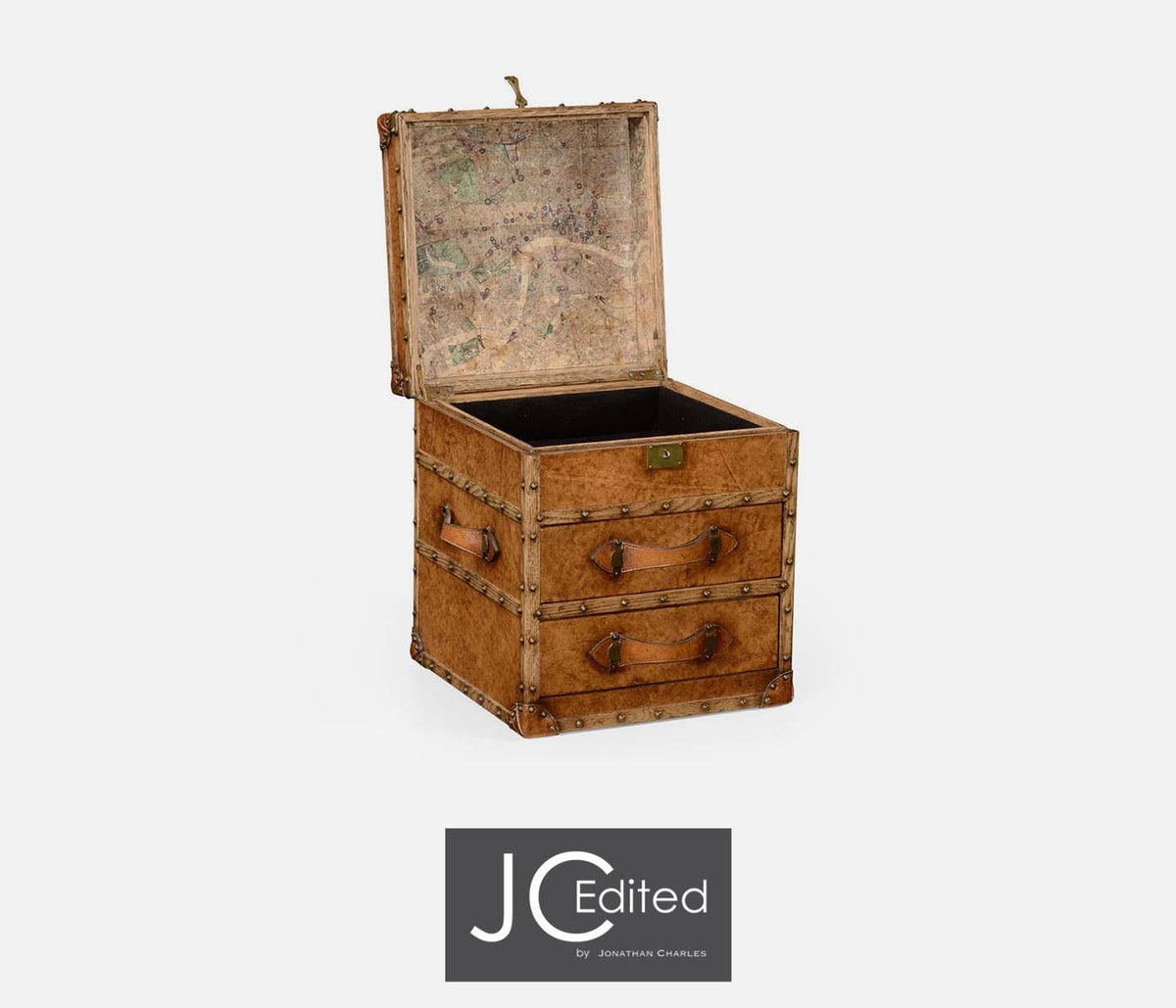 Jonathan Charles Storage Small Travel Trunk Box with Drawers House of Isabella UK