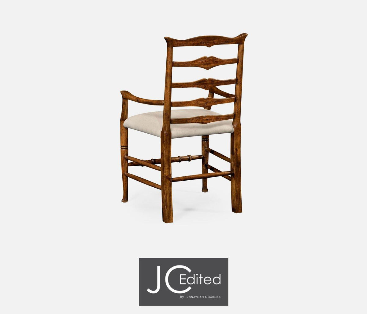 Dining Chair with Arms Rustic Ladder Back in Antwerp - Country Walnut