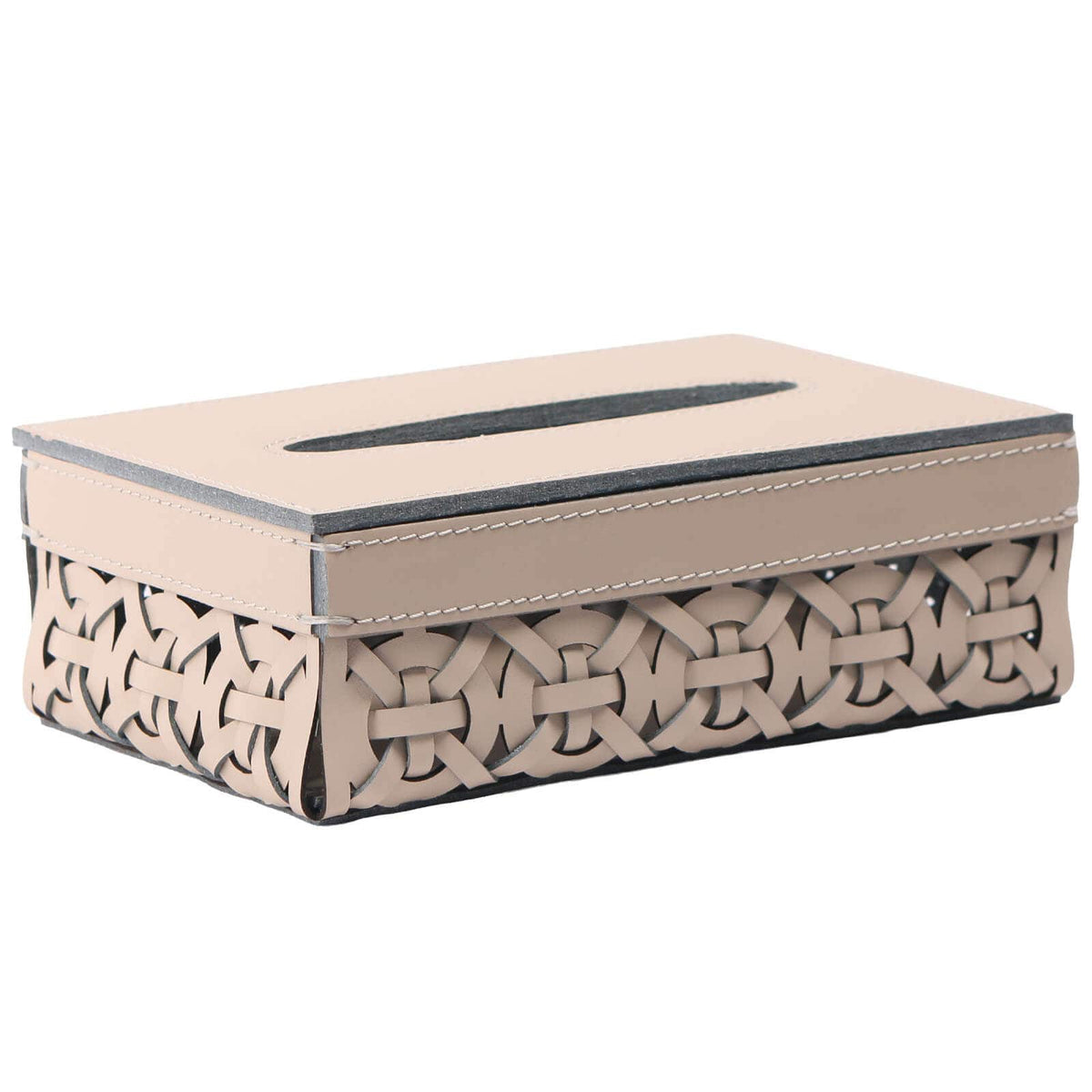 Keiichi Accessories Leather Woven Tissue Holder House of Isabella UK